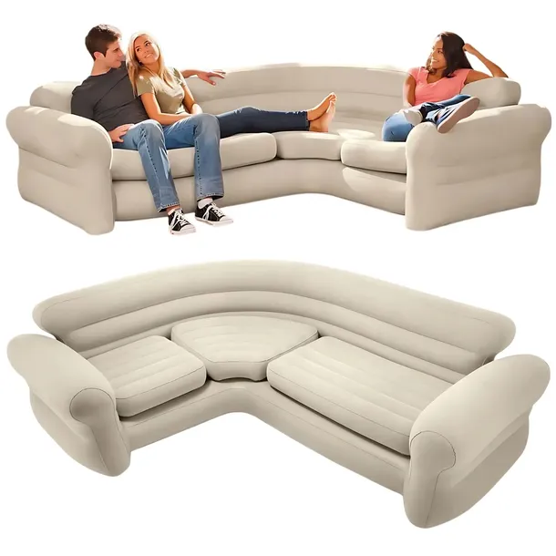 Sofa narożnik dmuchany łóżko materac 203 x 257 x  76 Intex 68575