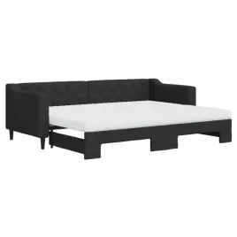 vidaxl-lezanka-rozsuwana-z-materacami-czarna-80x200-cm-tkanina