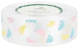 wstazka-satynowa-biala-kolorowe-stopki-stopy-25mm-23m-baby-shower-narodziny