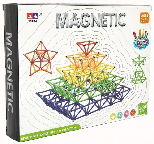 KLOCKI MAGNETYCZNE KONSTRUKCYJNE ZESTAW 250 szt