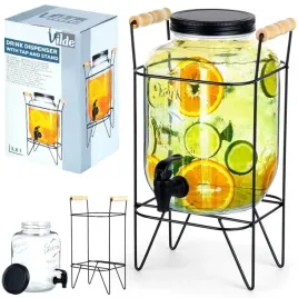 szklany-dozownik-do-napojow-vilde-42l-czarny-stojak-z-kranikiem-na-impreze