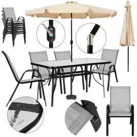 stol-ogrodowy-szklany-z-parasolem-300-cm-podstawa-6-krzesel-szare-metal