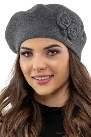 elegancki-beret-damski-cieply-ciemny-szary-welna-vivisence-7037