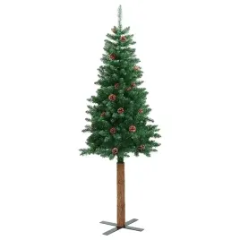 vidaxl-smukla-choinka-z-drewnem-i-szyszkami-zielona-210-cm-pvc