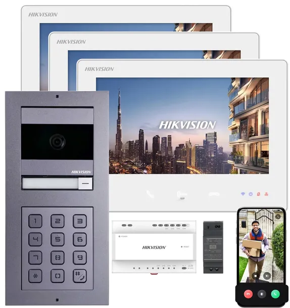 Wideodomofon Hikvision 2x Monitor 2żyłowy WiFi Szyfrator DS-KIS704-ACF2