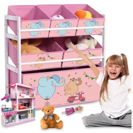 drewniany-regal-dzieciecy-na-zabawki-pojemnik-organizer-6x-polki-tekstylne