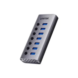 unitek-hub-h1314a-usb-a-3-0-7w1-szybki-5gbps-aluminiowy-z-przelacznikami
