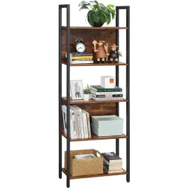 regal-na-ksiazki-drabina-biblioteczka-do-salonu-regal-stojacy-5-polek-braz