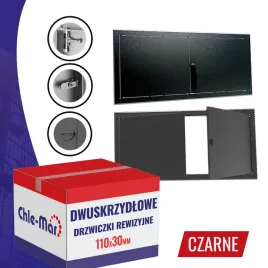 drzwiczki-rewizyjne-inspekcyjne-dwuskrzydlowe-maxi-110x30cm-czarne-pokretlo
