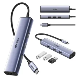 adapter-ugreen-cm475-hub-usb-c-do-3x-usb-3-0-rj45-usb-c-pd-szary