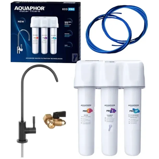 Filtr wody pitnej pod zlew antybakteryjny AQUAPHOR ECO PRO czarna wylewka