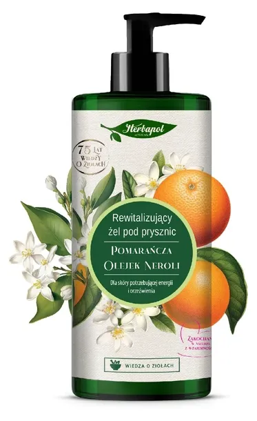 HERBAPOL Rewitalizujący żel pod prysznic Pomarańcza i Olejek Neroli, 740ml