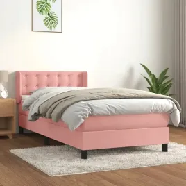 vidaxl-lozko-kontynentalne-z-materacem-rozowe-aksamit-100x200-cm