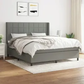 vidaxl-lozko-kontynentalne-z-materacem-ciemnoszara-tkanina-180x200-cm