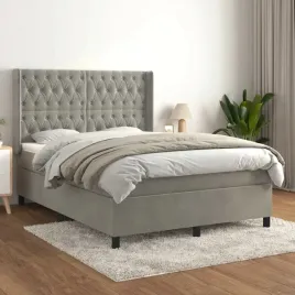vidaxl-lozko-kontynentalne-z-materacem-jasnoszare-140x190cm-aksamit