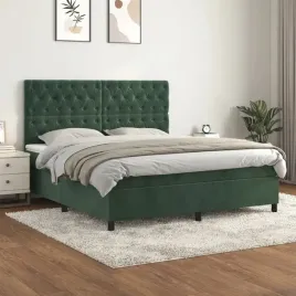 vidaxl-lozko-kontynentalne-z-materacem-ciemnozielone-160x200-cm