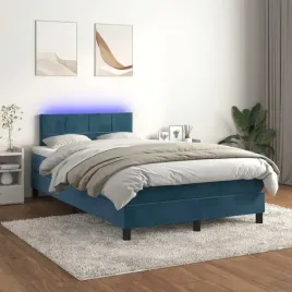 vidaxl-lozko-kontynentalne-materac-i-led-niebieski-aksamit-120x200cm