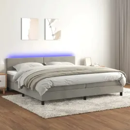 vidaxl-lozko-kontynentalne-z-materacem-i-led-szare-200x200cm-aksamit