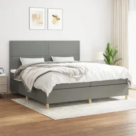 vidaxl-lozko-kontynentalne-z-materacem-ciemnoszara-tkanina-200x200-cm