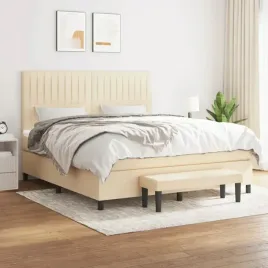 vidaxl-lozko-kontynentalne-z-materacem-kremowe-tkanina-160x200-cm