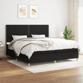 vidaxl-lozko-kontynentalne-z-materacem-czarne-tkanina-200x200-cm