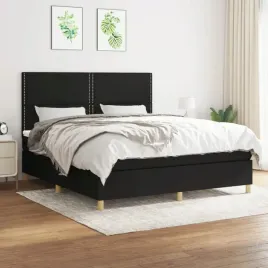 vidaxl-lozko-kontynentalne-z-materacem-czarne-tkanina-180x200-cm
