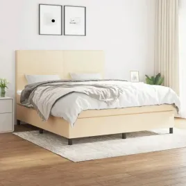 vidaxl-lozko-kontynentalne-z-materacem-kremowe-tkanina-160x200-cm
