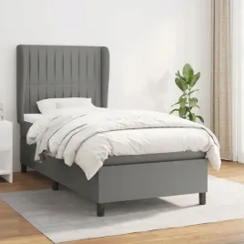 vidaxl-lozko-kontynentalne-z-materacem-ciemnoszara-tkanina-100x200-cm