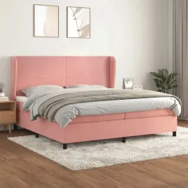 vidaxl-lozko-kontynentalne-z-materacem-rozowe-aksamit-200x200-cm