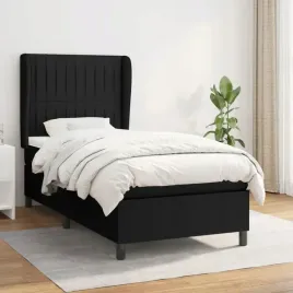 vidaxl-lozko-kontynentalne-z-materacem-czarne-tkanina-90x200-cm