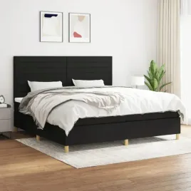 vidaxl-lozko-kontynentalne-z-materacem-czarne-tkanina-200x200-cm