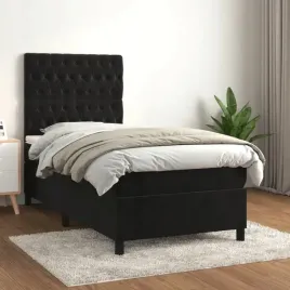 vidaxl-lozko-kontynentalne-z-materacem-czarne-aksamit-90x190-cm