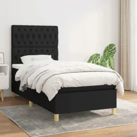 vidaxl-lozko-kontynentalne-z-materacem-czarne-tkanina-90x190-cm