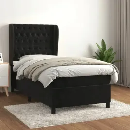vidaxl-lozko-kontynentalne-z-materacem-czarne-aksamit-90x190-cm