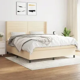 vidaxl-lozko-kontynentalne-z-materacem-kremowe-tkanina-160x200-cm