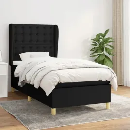 vidaxl-lozko-kontynentalne-z-materacem-czarne-tkanina-90x200-cm