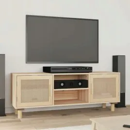 vidaxl-stolik-pod-tv-brazowy-105x30x40-cm-drewno-sosnowe-i-rattan