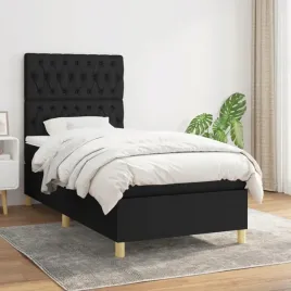 vidaxl-lozko-kontynentalne-z-materacem-czarne-tkanina-90x200-cm