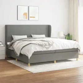 vidaxl-lozko-kontynentalne-z-materacem-ciemnoszara-tkanina-200x200-cm