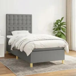 vidaxl-lozko-kontynentalne-z-materacem-ciemnoszara-tkanina-90x190-cm