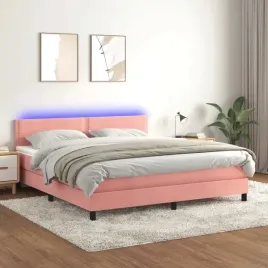vidaxl-lozko-kontynentalne-z-materacem-i-led-rozowy-aksamit-160x200cm