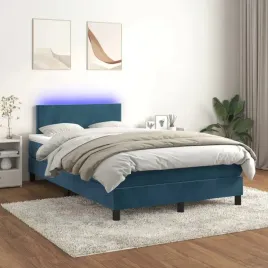 vidaxl-lozko-kontynentalne-materac-i-led-niebieski-aksamit-120x200cm