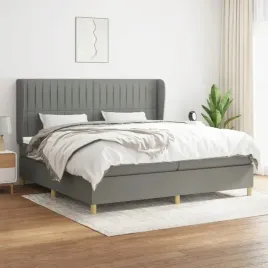 vidaxl-lozko-kontynentalne-z-materacem-ciemnoszara-tkanina-200x200-cm