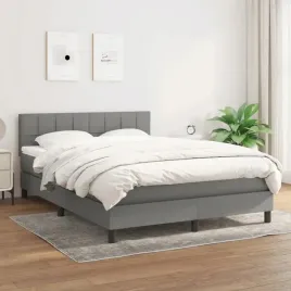 vidaxl-lozko-kontynentalne-z-materacem-ciemnoszara-tkanina-140x200-cm