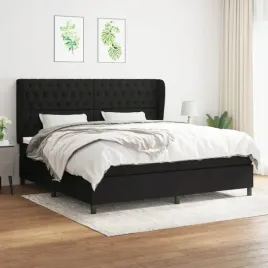 vidaxl-lozko-kontynentalne-z-materacem-czarne-tkanina-200x200-cm