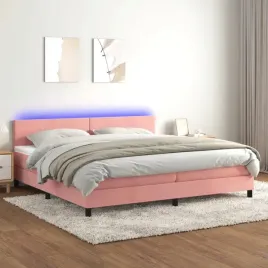 vidaxl-lozko-kontynentalne-z-materacem-i-led-rozowy-aksamit-200x200cm