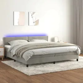vidaxl-lozko-kontynentalne-z-materacem-i-led-szare-200x200cm-aksamit