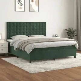 vidaxl-lozko-kontynentalne-z-materacem-ciemnozielone-160x200-cm