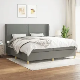 vidaxl-lozko-kontynentalne-z-materacem-ciemnoszara-tkanina-200x200-cm