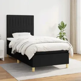 vidaxl-lozko-kontynentalne-z-materacem-czarne-tkanina-90x190-cm